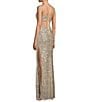 Honey and Rosie Spaghetti Strap Sequin Mermaid Shaped Grown, Color:Champagne - Image 3