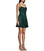 Honey and Rosie Spaghetti Strap Sleeveless Fit And Flare Short Sequin Dress, Color:Emerald - Image 3