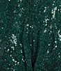 Honey and Rosie Spaghetti Strap Sleeveless Fit And Flare Short Sequin Dress, Color:Emerald - Image 4