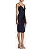 Color:Navy - Image 3 - Spaghetti Strap V-Neck Fitted Dress