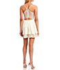 Color:Ivory - Image 3 - Spaghetti Strap V-Neck Glitter Lace Bra-Back Double Hem Skirt Dress