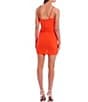Color:Orange Crush - Image 2 - V-Neck Ruched Side Notch Hem Stretch Bodycon Dress