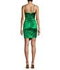 Color:Emerald - Image 2 - Spaghetti Straps Asymmetrical Front Pleated Bodice Dress