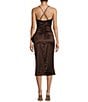 Color:Chocolate Brown - Image 2 - Spaghetti Straps Pleated Ruffle Detail Midi Dress