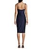 Honey and Rosie Spaghetti Tie Strap Shirred Midi Dress, Color:Navy - Image 2