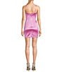Color:Barbie Pink - Image 2 - Square Neck Faux Wrap Satin Dress