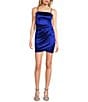 Honey and Rosie Square Neck Faux Wrap Satin Dress - Image 5