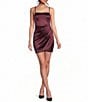 Honey and Rosie Square Neck Faux Wrap Satin Dress - Image 1