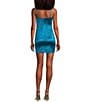 Honey and Rosie Square Neck Faux Wrap Satin Dress, Color:Teal - Image 2