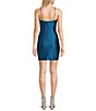 Color:Teal - Image 2 - Square Neck Glitter Wrap Dress