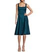 Honey and Rosie Square Neck Open Tie Back Midi Dress, Color:Teal - Image 1