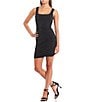 Color:Black - Image 1 - Square Neck Ruched Bodycon Dress