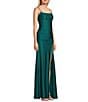 Honey and Rosie Square Neck Shirred Side Slit Dress, Color:Emerald - Image 4
