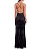 Color:Black - Image 2 - Double Strap Wrap Waist Side Slit Long Satin Gown