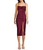 Honey and Rosie Square Neck Ruched Side Midi Dress - Image 1