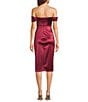 Honey and Rosie Strapless Drape Off-Shoulder Sleeve Corset Inspired Envelope Hem Midi Dress, Color:Wine - Image 2