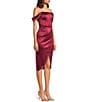 Honey and Rosie Strapless Drape Off-Shoulder Sleeve Corset Inspired Envelope Hem Midi Dress, Color:Wine - Image 3