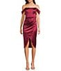 Honey and Rosie Strapless Drape Off-Shoulder Sleeve Corset Inspired Envelope Hem Midi Dress - Image 1