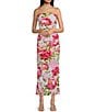 Honey and Rosie Strapless Floral Print Shirred Midi Dress, Color:Ivory/Fuschia - Image 1