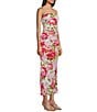 Honey and Rosie Strapless Floral Print Shirred Midi Dress, Color:Ivory/Fuschia - Image 3