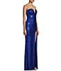 Color:Royal - Image 3 - Strapless Sequin Front Slit Lace-Up Back Long Dress