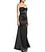 Honey and Rosie Strapless Twist Front Illusion Corseted Side Slit Dress, Color:Black - Image 3