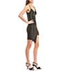 Color:Black - Image 3 - Sweetheart Neck Asymmetrical Hem Glitter Wrap Sheath Dress