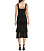 Honey and Rosie Tank Strap V-Neckline Fitted Midi Shirred Dress, Color:Black - Image 2
