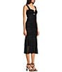 Honey and Rosie Tank Strap V-Neckline Fitted Midi Shirred Dress, Color:Black - Image 3