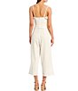 Color:Ivory - Image 2 - Tie Spaghetti Strap Tie Waist Wide Leg Crop Jumpsuit