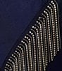 Color:Navy - Image 4 - V-Neck Asymmetrical Rhinestone Fringe Hem Faux Wrap Dress