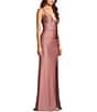 Honey and Rosie V-Neck Corset Pleated Envelope Front Lace Up Back Long Dress, Color:Blush - Image 3