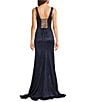 Honey and Rosie V-Neck Corseted Pleated Envelope Front Lace Up Back Dress, Color:Navy - Image 2