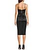Honey and Rosie V-Neck Corseted Pleated Envelope Front Lace Up Back Midi Dress, Color:Black - Image 2