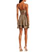 Color:Copper/brown - Image 2 - Metallic Glitter Fit-And-Flare Double Hem Dress
