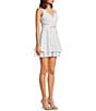 Honey and Rosie Wide Strap V-Neck Fit & Flare Double Hem Glitter Dress, Color:Ivory/Silver - Image 3