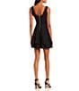Honey and Rosie Wide Strap V-Neck Fit & Flare Double Hem Glitter Dress, Color:Black - Image 2