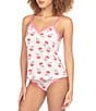 Color:Flirt Cupcakes - Image 1 - Aiden Floral Print Microfiber Lace V-Neck Sleeveless Lounge Camisole