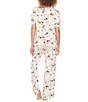 Color:Ivory Botanical - Image 2 - All American Floral Print Jersey Knit Crew Neck Short Sleeve Pajama Set