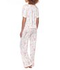 Color:Cream Roses - Image 2 - All American Rose Print Jersey Knit Crew Neck Short Sleeve Pajama Set