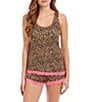 Color:Leopard - Image 1 - Babycakes Shorty Tap Leopard Print Coordinating 2-Piece Pajama Set