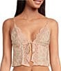 Color:Apricot Ditsy - Image 1 - Charli Jersey Floral Eyelet Lace Open Tie-Front Cami