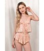 Color:Apricot Ditsy - Image 3 - Charli Jersey Floral Eyelet Lace Open Tie-Front Cami