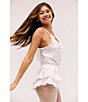 Honeydew Intimates Forever Mine Satin V-Neck Ruffle Flounce Teddy, Color:White - Image 4