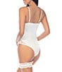 Color:Ivory Python - Image 2 - Garden Of Eden Silky Lace V-Neck Sleeveless Bodysuit & Garter Set