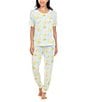Color:Teal Leaf Lemons - Image 1 - Good Times Lemon Print French Terry Knit Coordinating Pajama Set