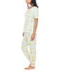 Color:Teal Leaf Lemons - Image 3 - Good Times Lemon Print French Terry Knit Coordinating Pajama Set