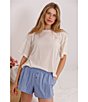 HONEYDEW Hangout Pointelle Solid Sleep Top, Color:Ivory - Image 11