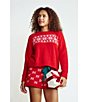 HONEYDEW Snow Angel Chenille Fair Isle Print Coordinating Sleep Short, Color:Santa Fair Isle - Image 3