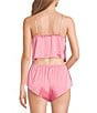 HONEYDEW Rowan Satin Sleeveless Front-Close Tank & Shorty Lip Print Lingerie Set, Color:Adore - Image 2